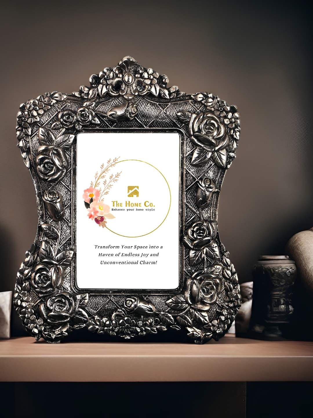 

THE HOME CO. Silver-Toned Metal Wall Photo Frame