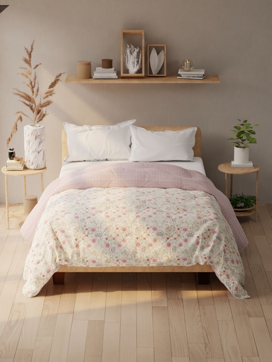 

KOPA Audrey Blue & Pink Ethnic Motifs Printed AC Room 120 GSM Double Bed Comforter