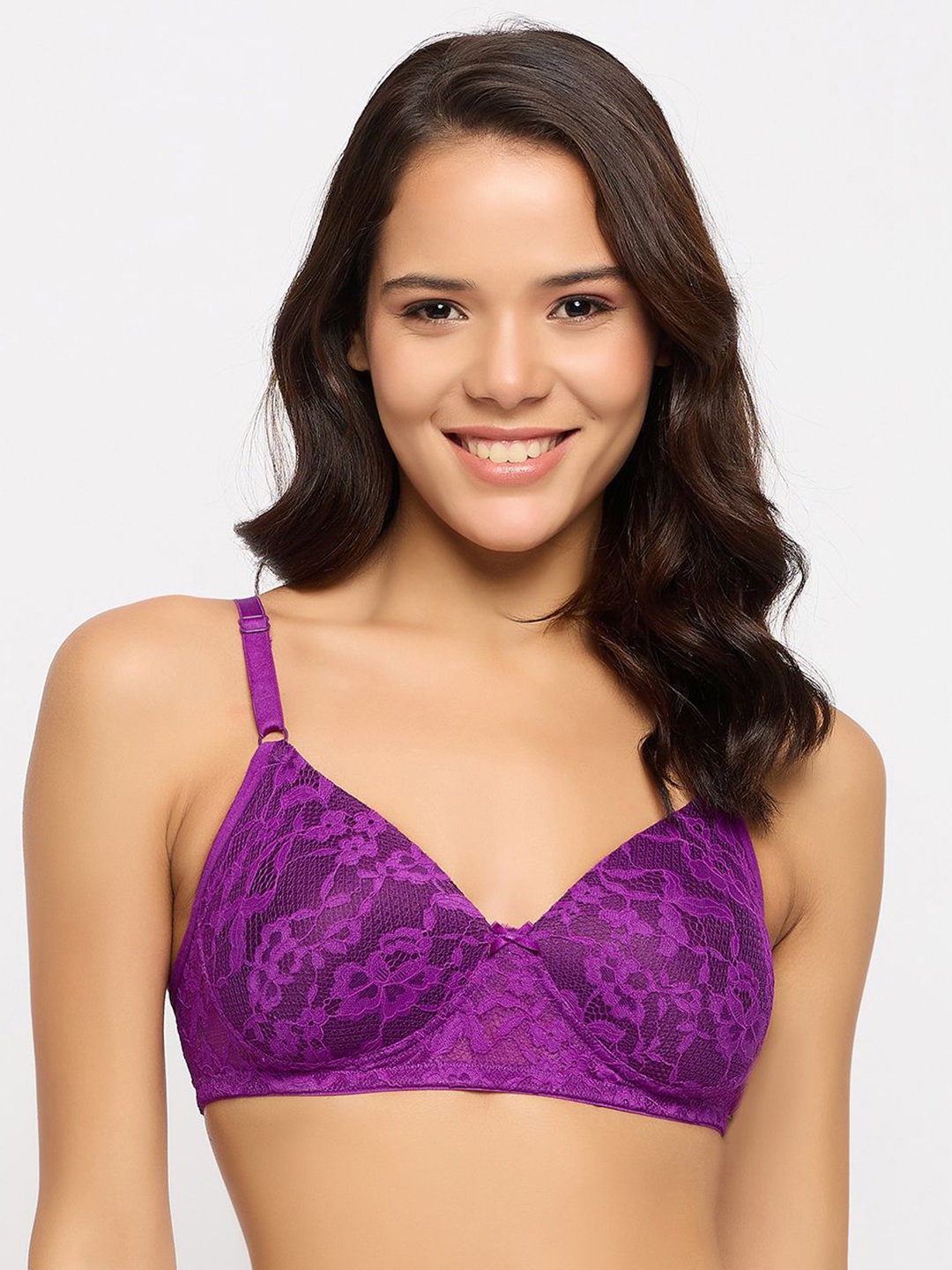 

Clovia Bralette Bra Full Coverage Lightly Padded, Purple