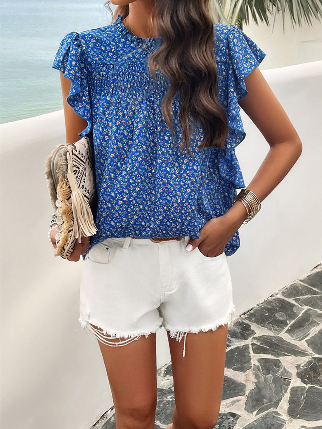 

StyleCast Women Floral Printed Round Neck Top, Blue