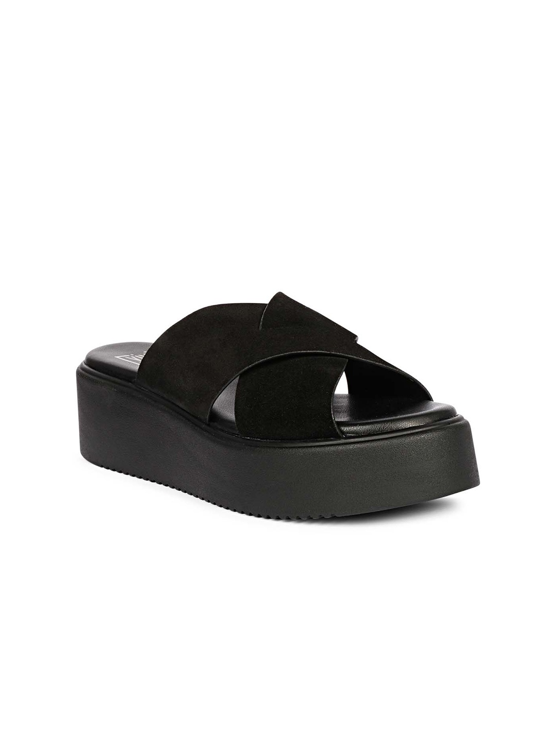 

Viviblu Solid Leather Platform Sandals, Black