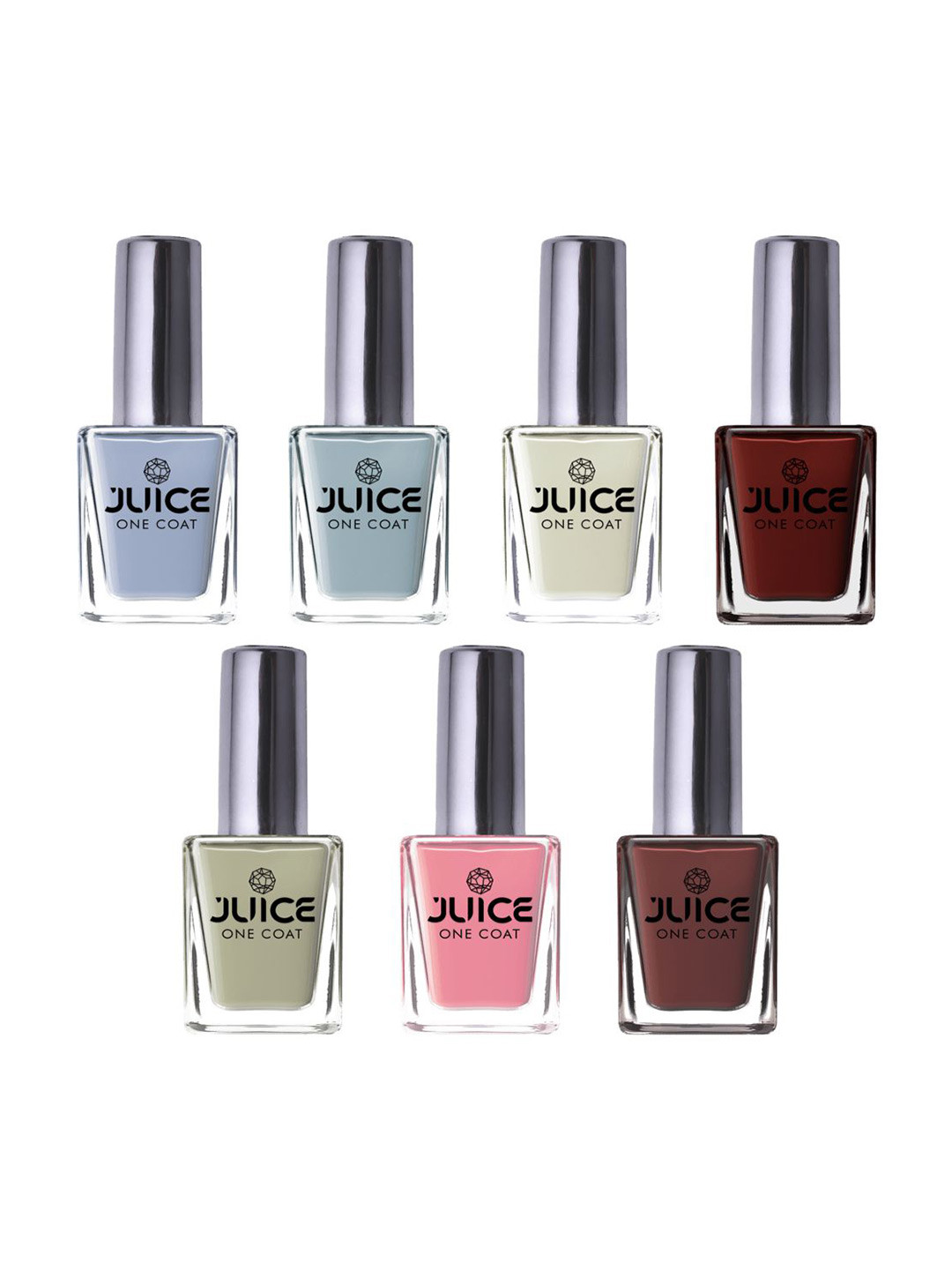 

JUICE Set Of 7 One Coat Long-Wearing & Quick Dry Glossy Nail Polish - 11ml Each, Multi