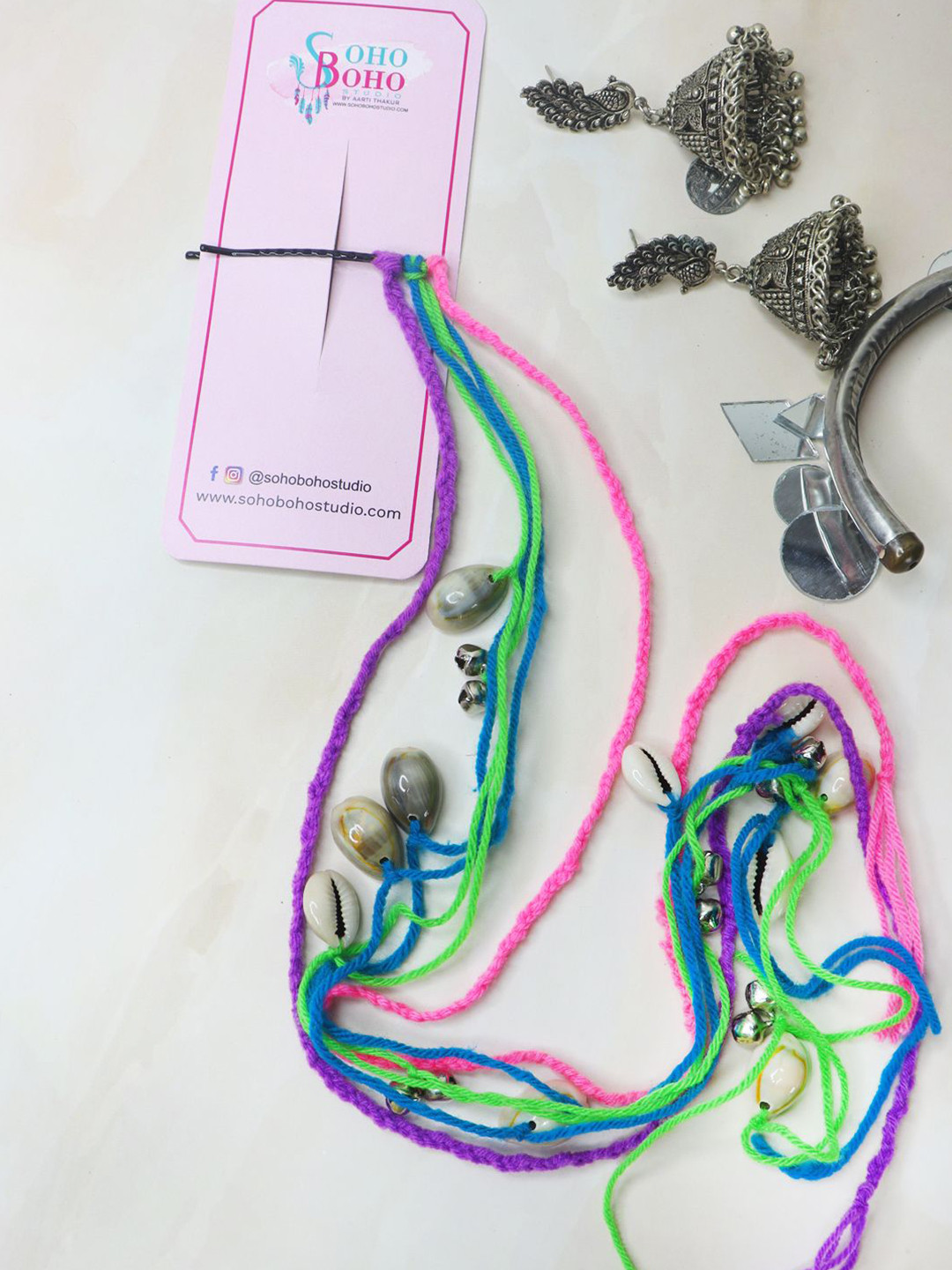 

Soho Boho Studio Women Beaded Ponytail Holders, Pink