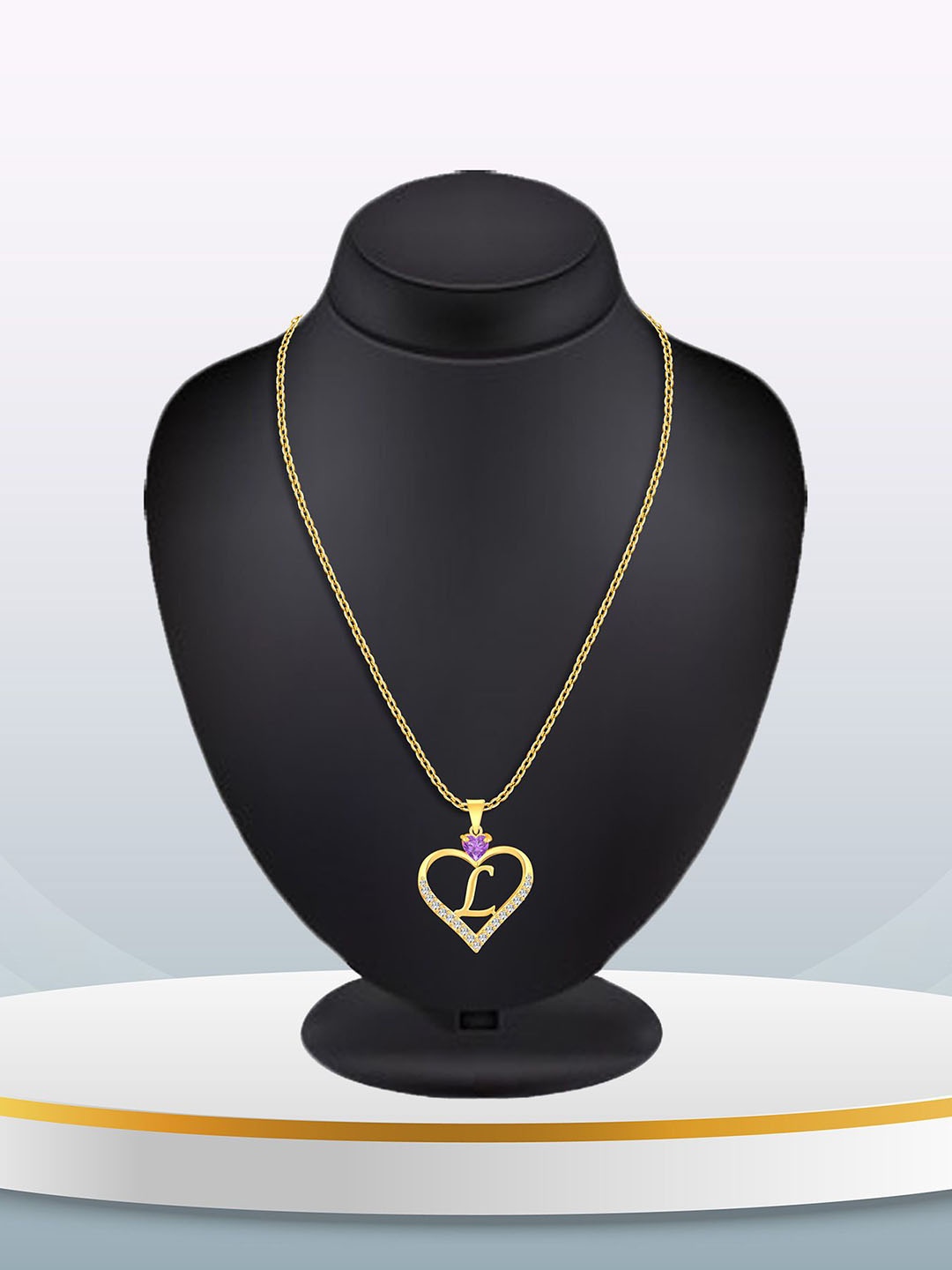 

Heer Collection Gold-Plated Cubic Zirconia Studded Heart Shaped Pendant with Chain