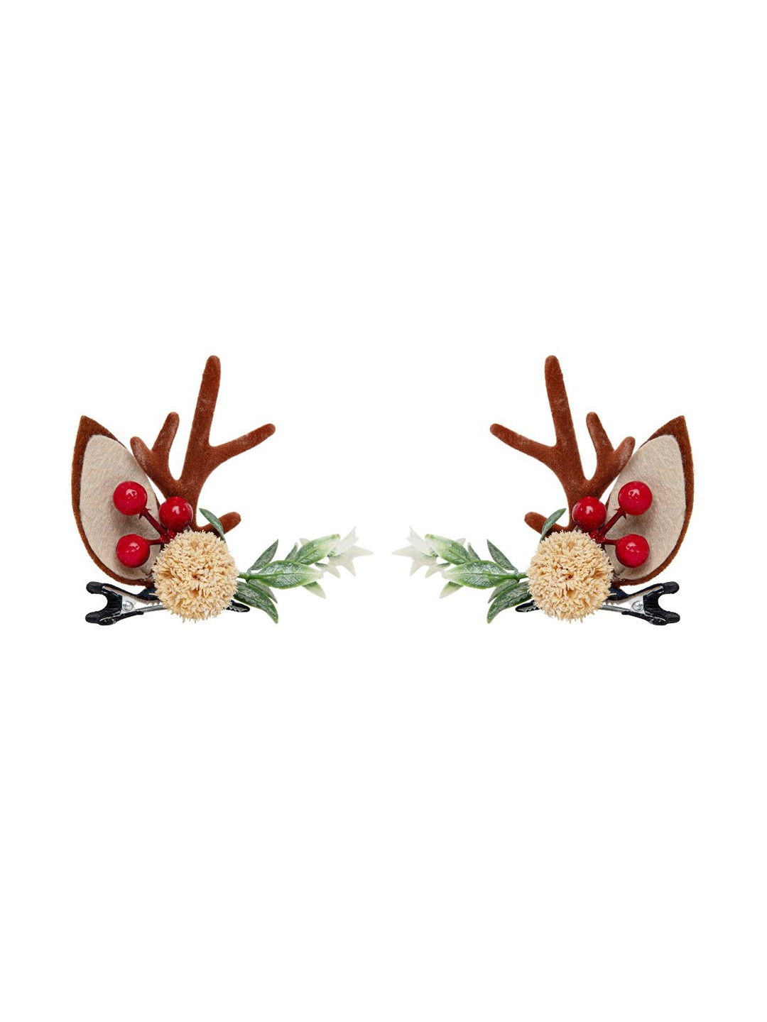 

Radhu & Kabby Women Set of 2 Embellished Alligator Hair Clips, Brown