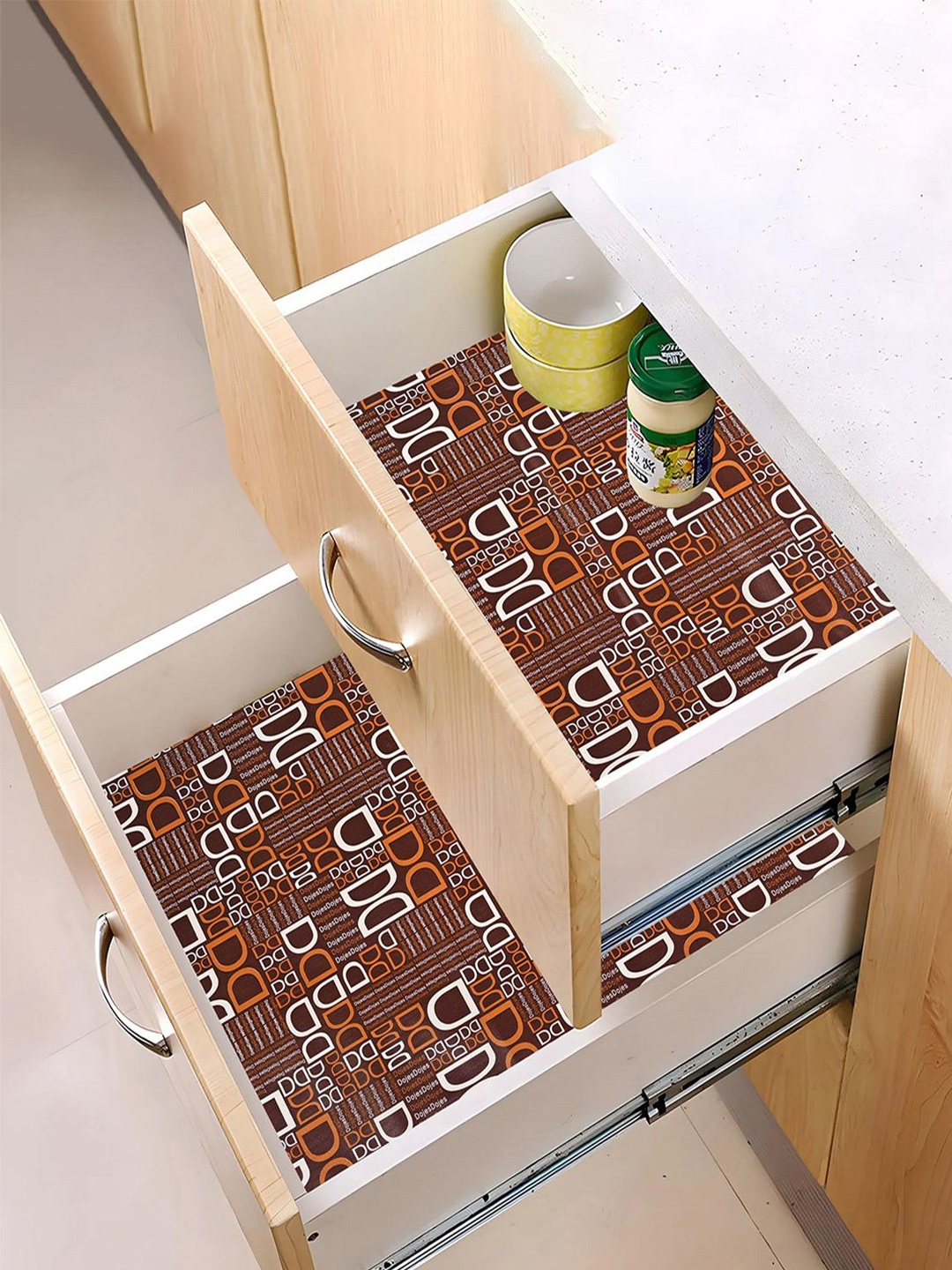 

Kuber Industries Brown 2 Pieces Water Resistant Shelf Liner Organisers