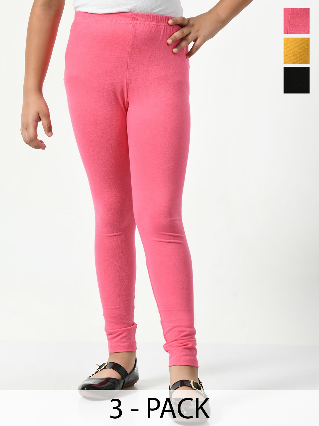 

KAYU Girls Pack Of 3 Ankle-Length Leggings, Yellow