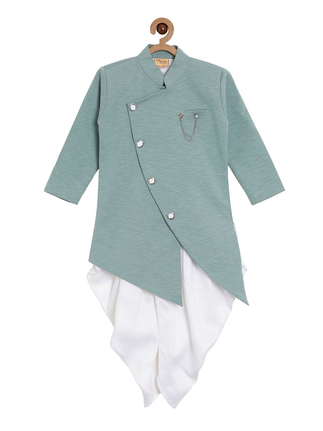 

NIRVAAN Boys Mandarin Collar Pure Cotton Kurta with Dhoti Pants, Blue