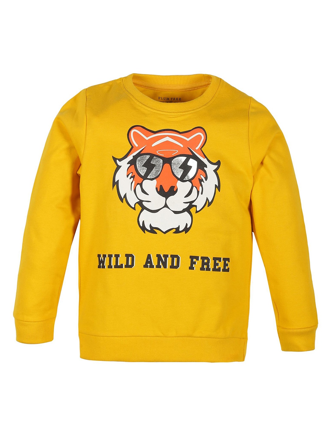 

PLUM TREE Boys Graphic Printed Round Neck Cotton Pullover Sweatshirt, Yellow