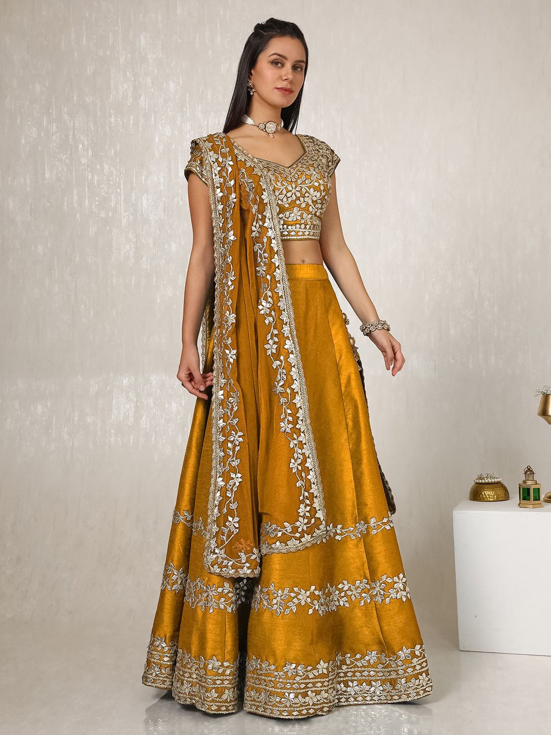 

Soch Floral Embellished Ready to Wear Lehenga & Blouse With Dupatta, Mustard