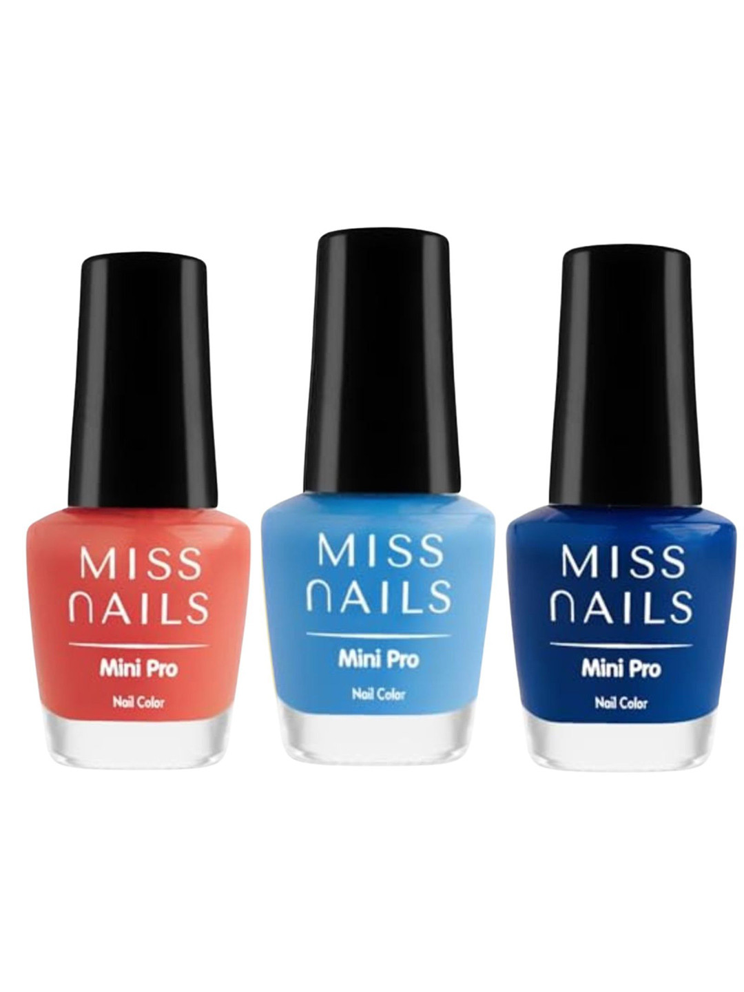 

MISS NAILS Set Of 3 Mini Pro Nail Polish- 10 ml Each- Combo 98, Blue