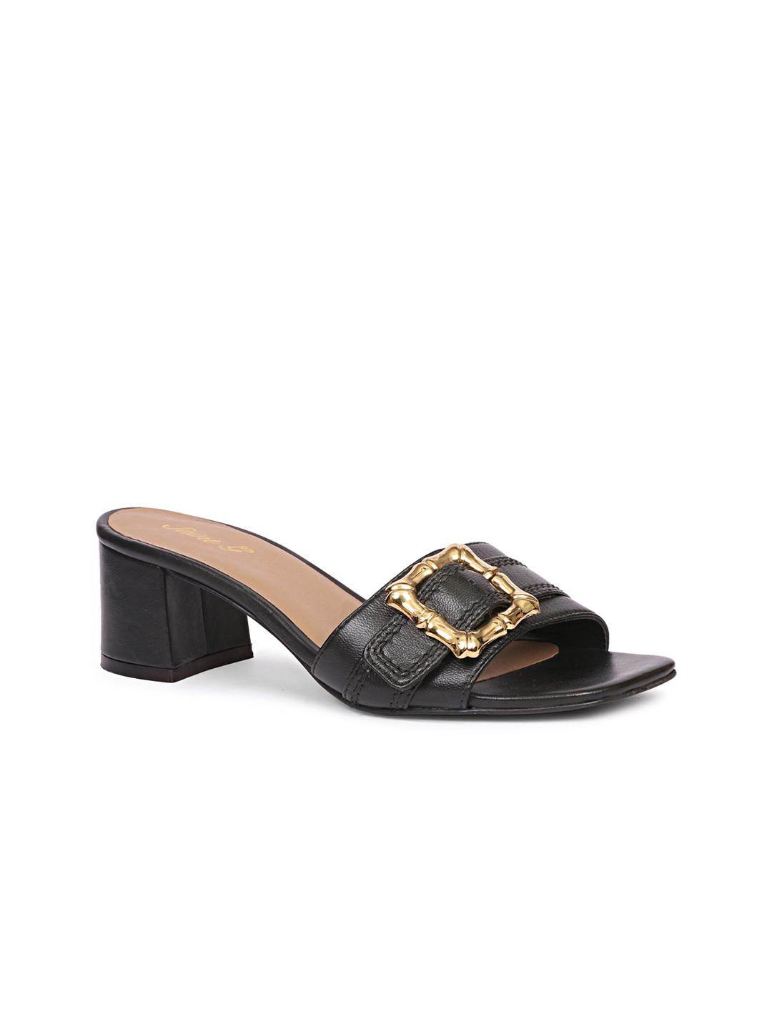 

Saint G Leather Block Heel Sandals, Black