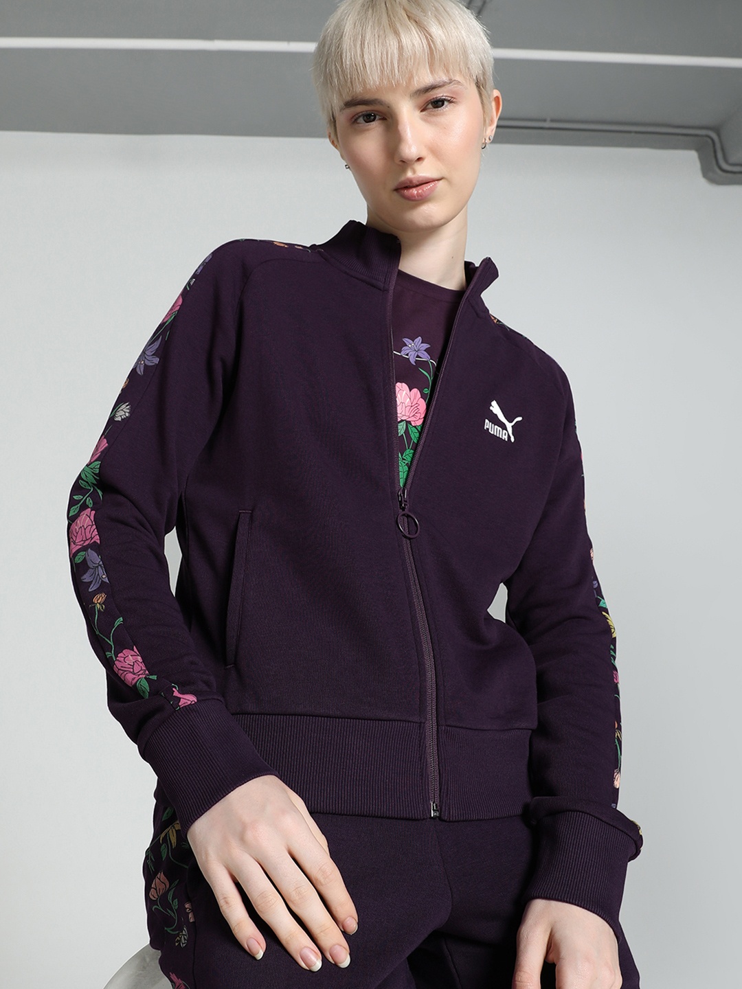 

Puma CLASSICS PETALIA T7 Floral Printed Jacket, Purple