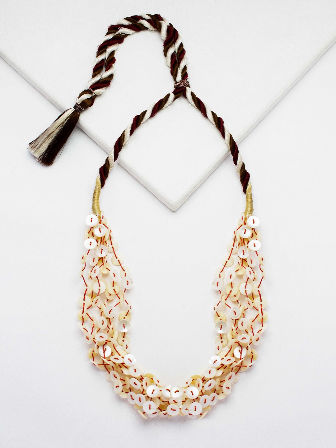 

Rhea Pearl Button Necklace, Gold
