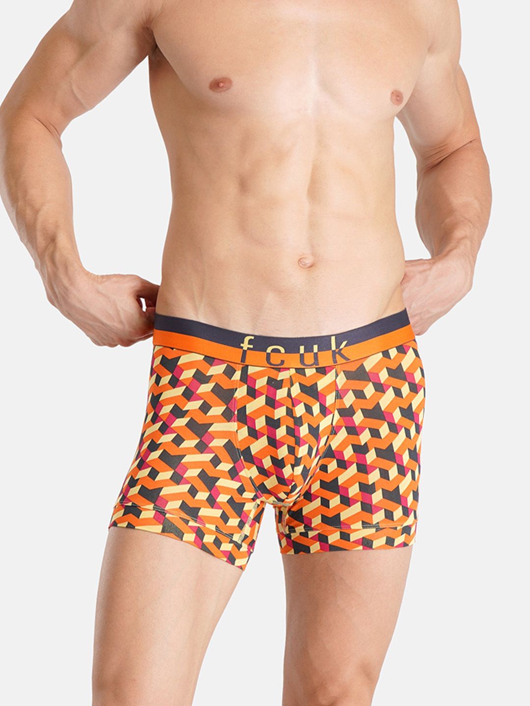 

FCUK Men Pack Of 2 Printed Breathability Trunk DOVER-TORANGE TIGER AOPS, Orange