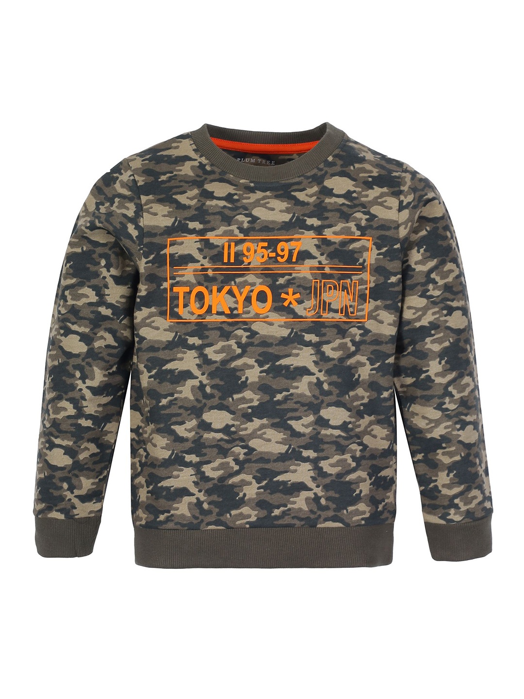 

PLUM TREE Boys Camouflage Printed Round Neck Cotton Pullover Sweatshirt, Grey