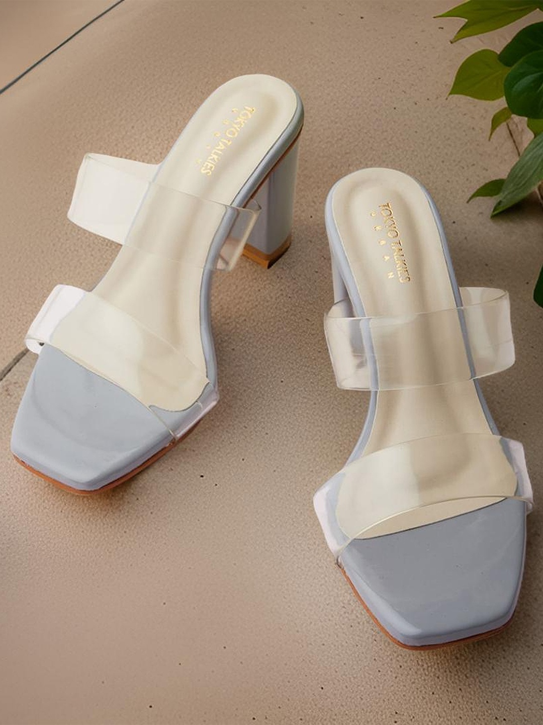 

Tokyo Talkies PU Block Heel Sandals, Transparent