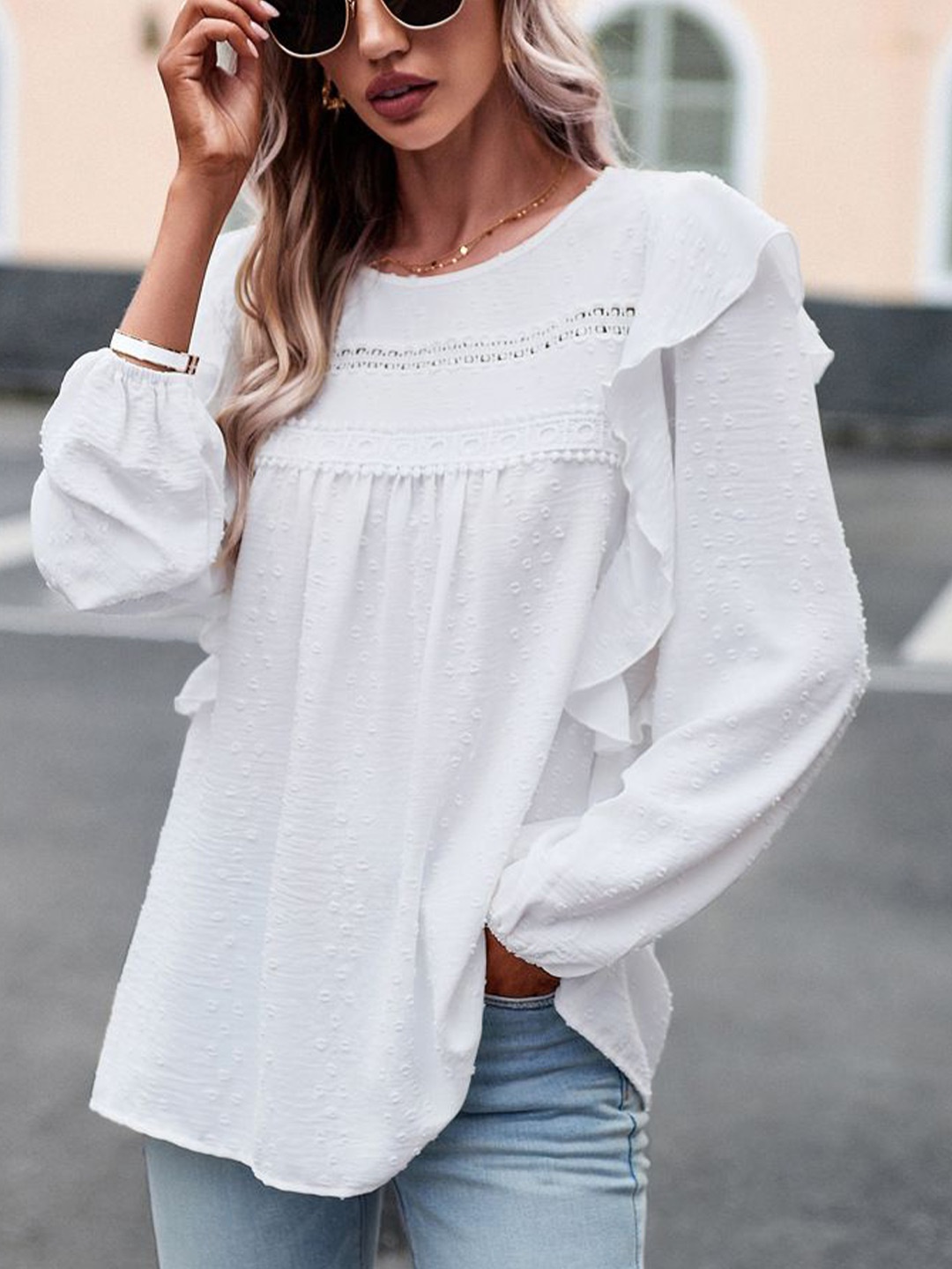 

StyleCast Women Solid Round Neck Top, White