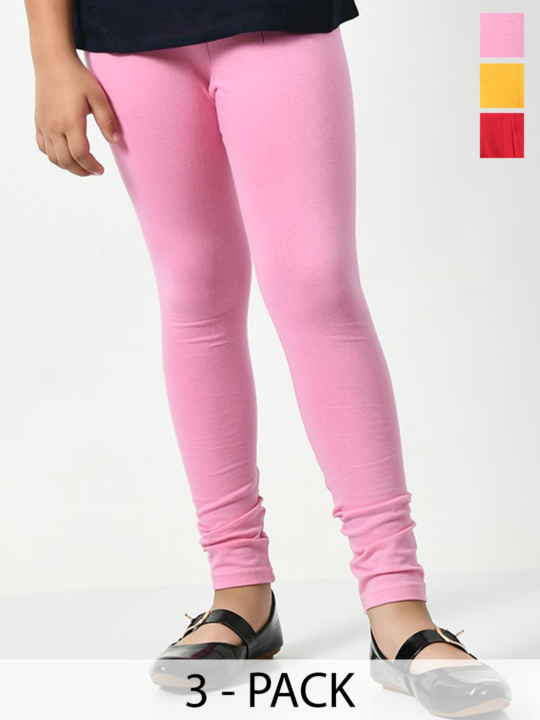 

KAYU Girls Pack Of 3 Churidar Length Leggings, Yellow