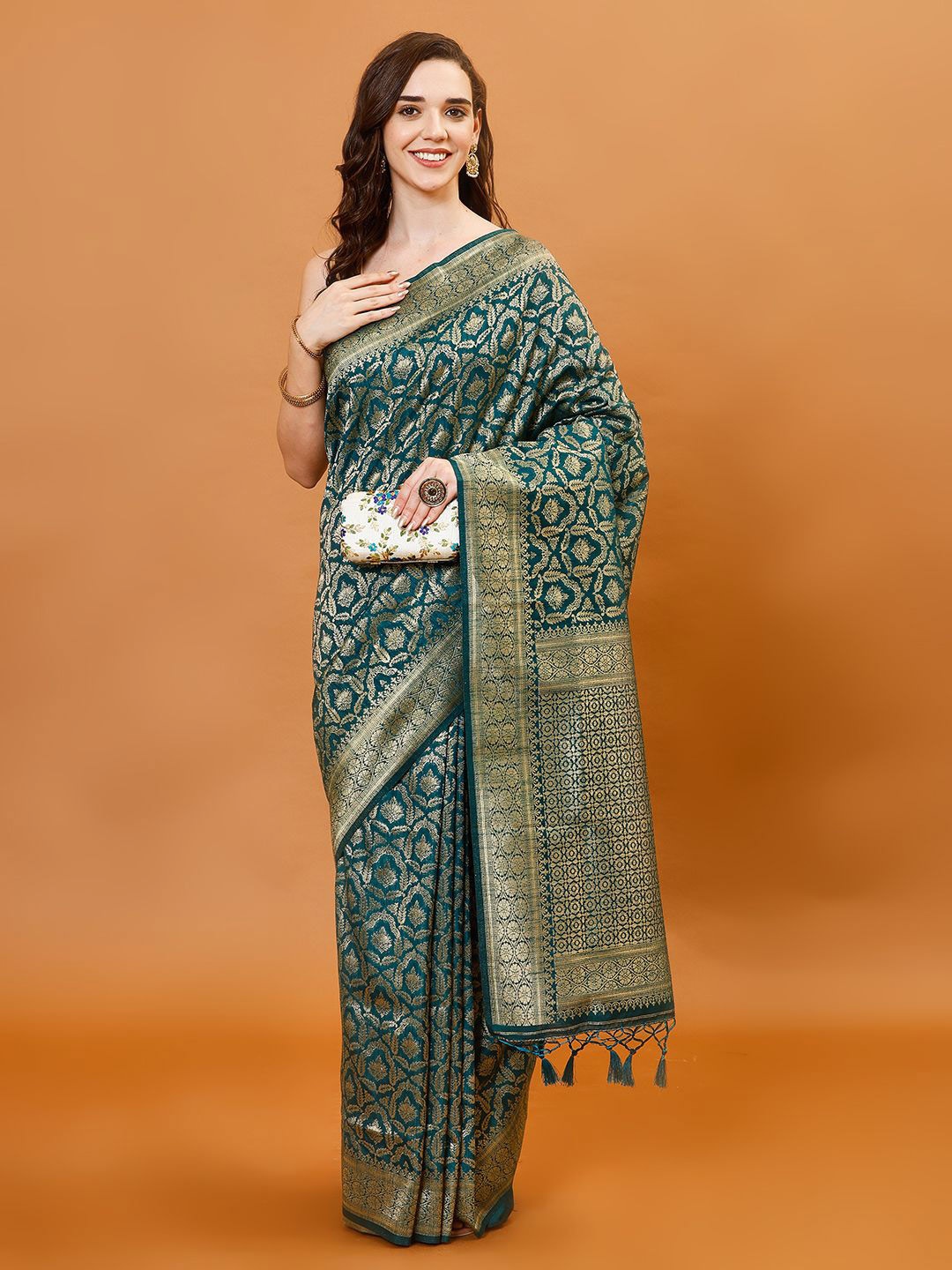 

Meena Bazaar Woven Design Zari Art Silk Saree, Blue