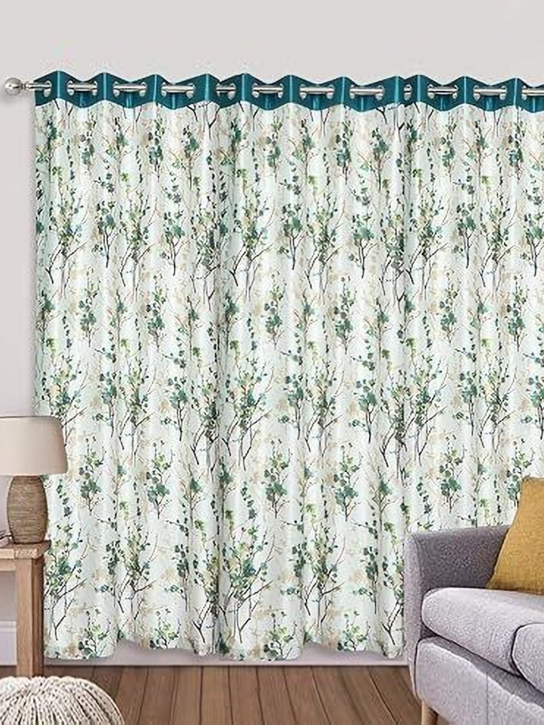 

Banchmark Home Furnishings Blue & White Set of 3 Floral Door Curtain
