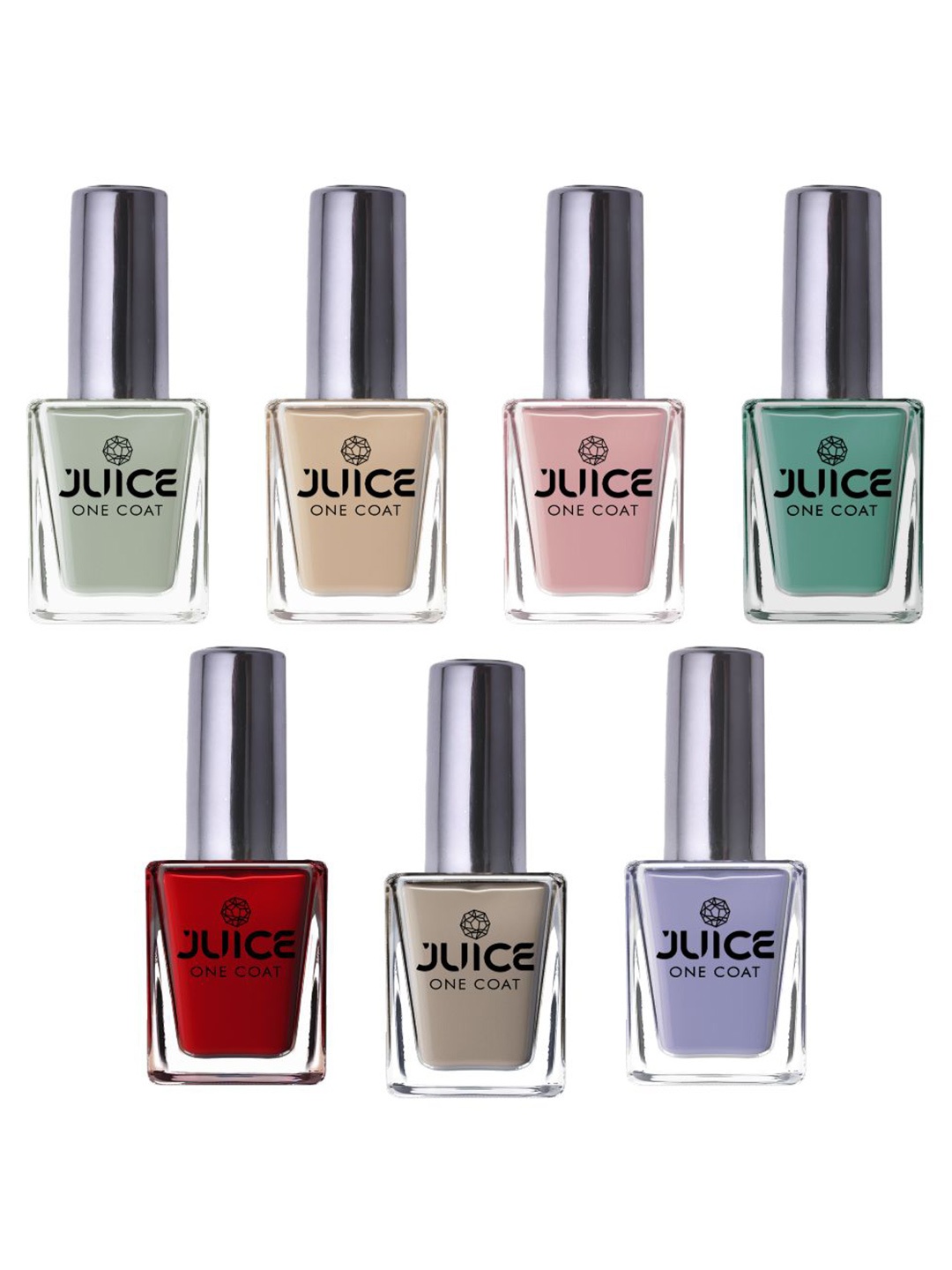 

JUICE One Coat Set Of 7 Long-Wearing & Quick Dry Glossy Nail Polish - 11 ml Each, Lavender