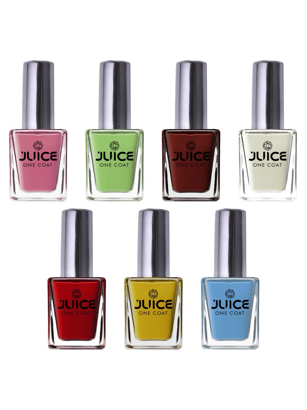 

JUICE One Coat Set Of 7 Long-Wearing & Quick Dry Glossy Nail Polish - 8. 5 ml Each, White