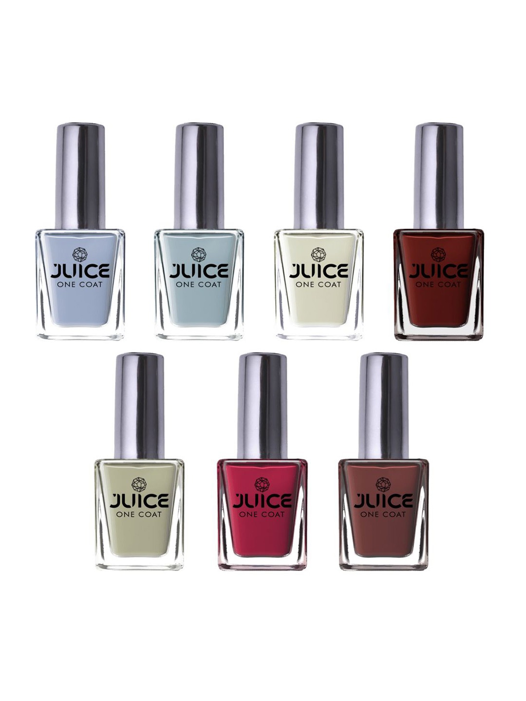

JUICE Set Of 7 One Coat Longlasting Finish with Quick Dry Nail Paint - 11 ml Each, Pink