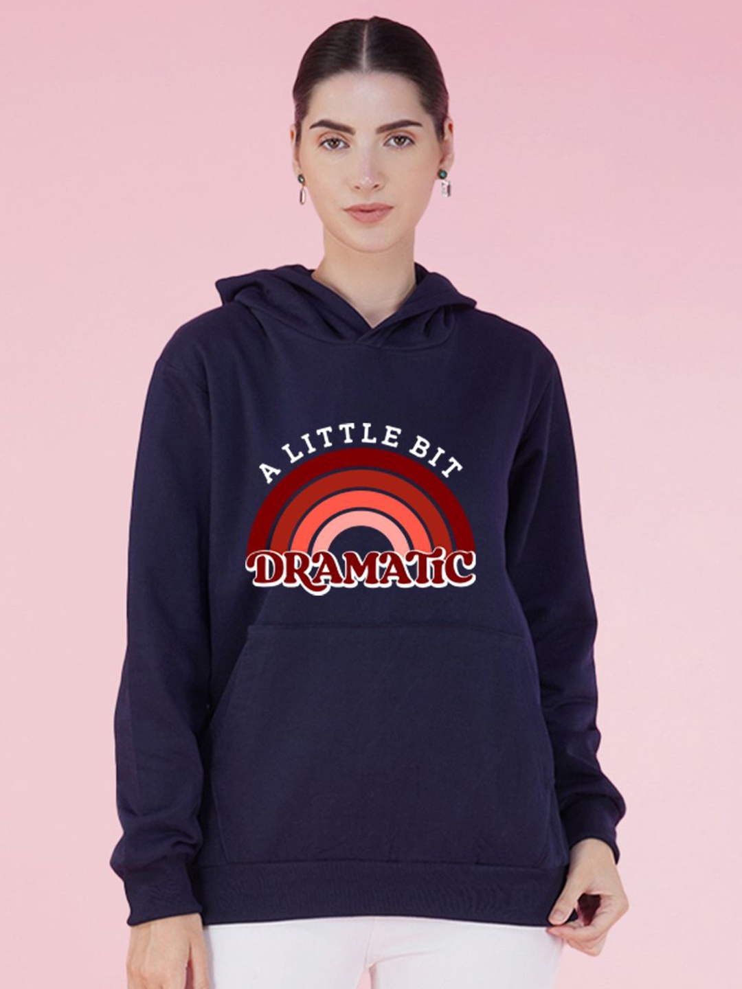 

NUSYL Women Graphic Printed Oversized Hooded Sweatshirt, Navy blue