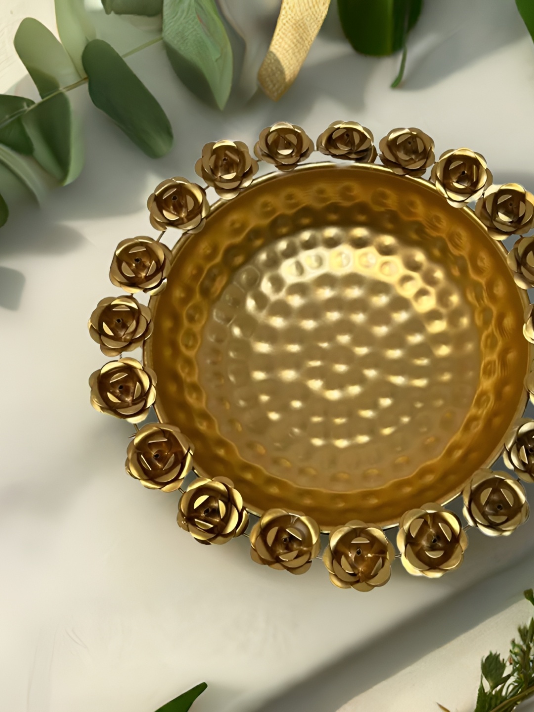 

Special You Textured Metal Rose Decorative Bowl, Gold