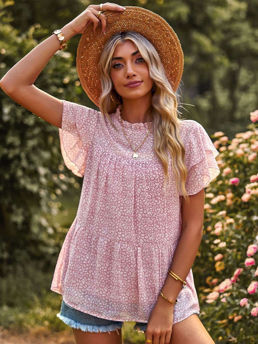 

StyleCast Women Floral Printed High Neck Top, Pink