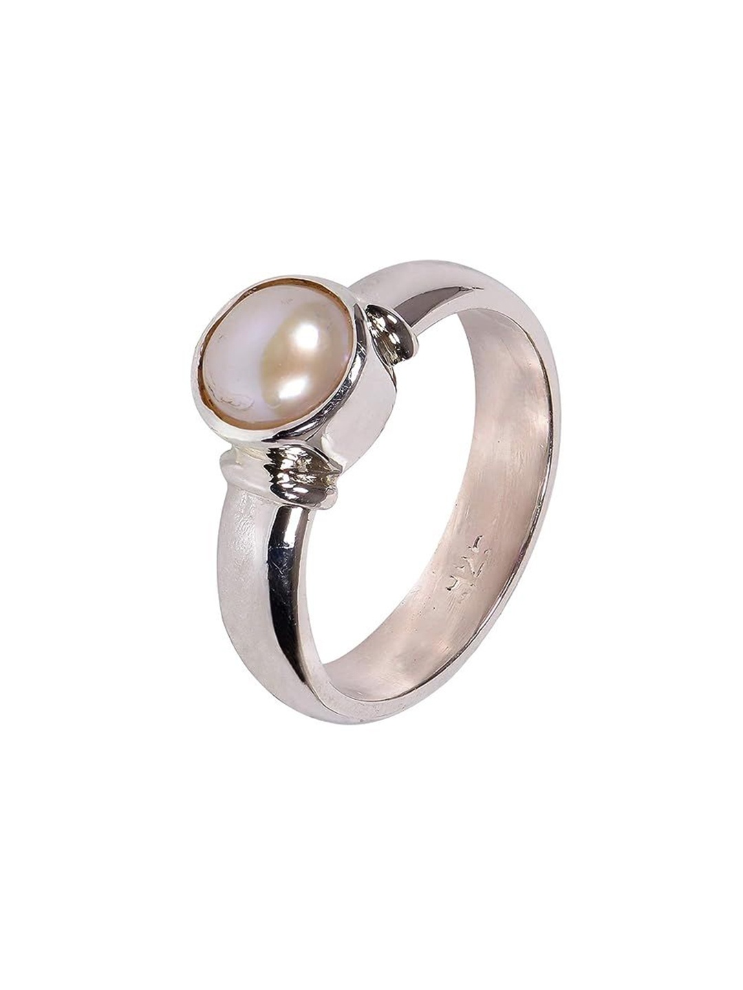 

De Flossy Silver Unisex 925 Silver Pearl-Studded Finger Ring