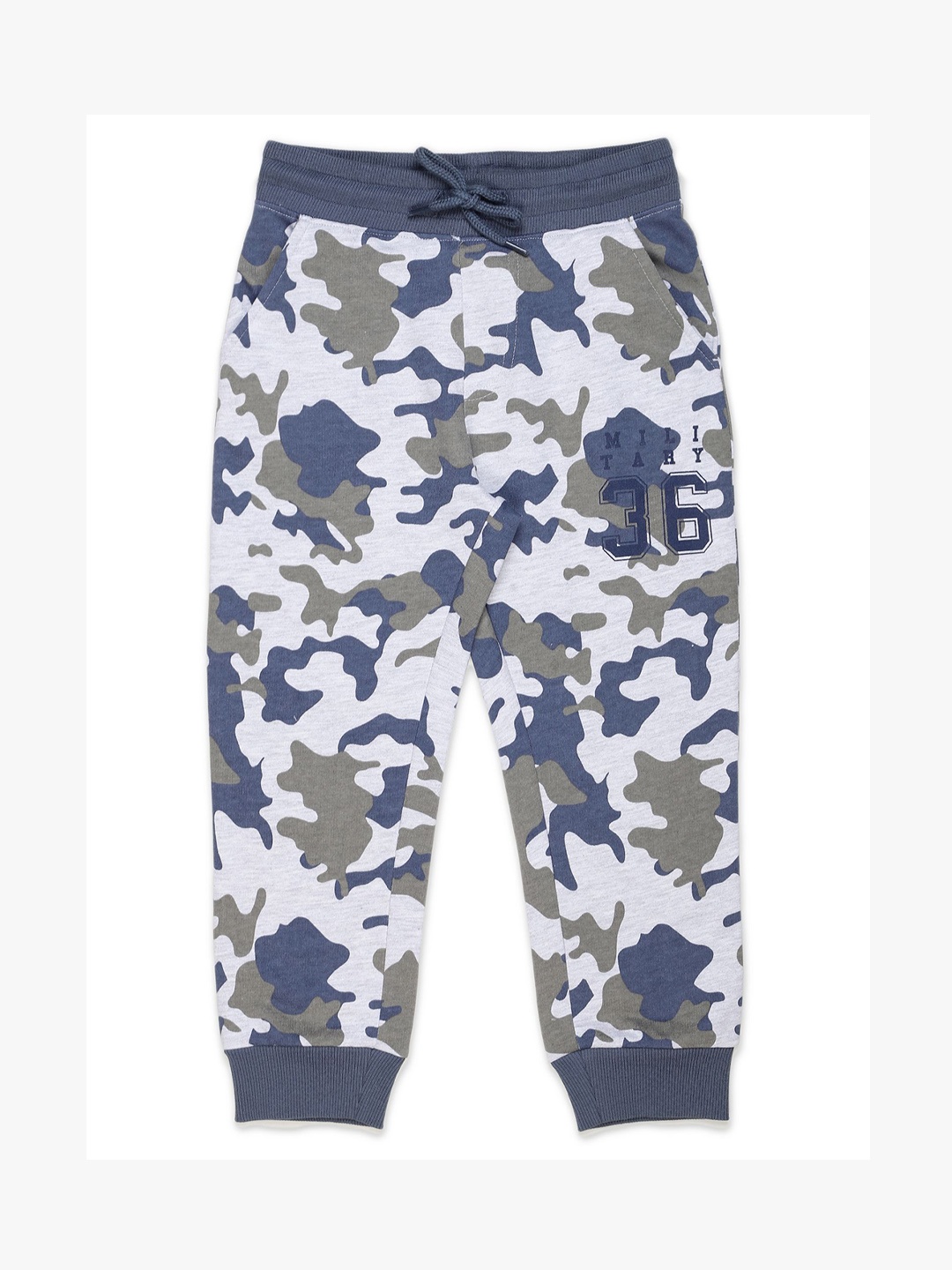 

PLUM TREE Boys Printed Pure Cotton Joggers, Grey melange