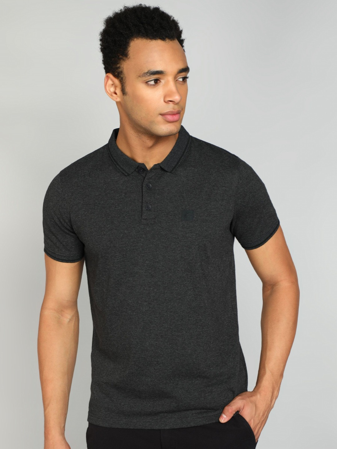 

WROGN Men Solid Polo Collar Pure Cotton T-shirt, Grey