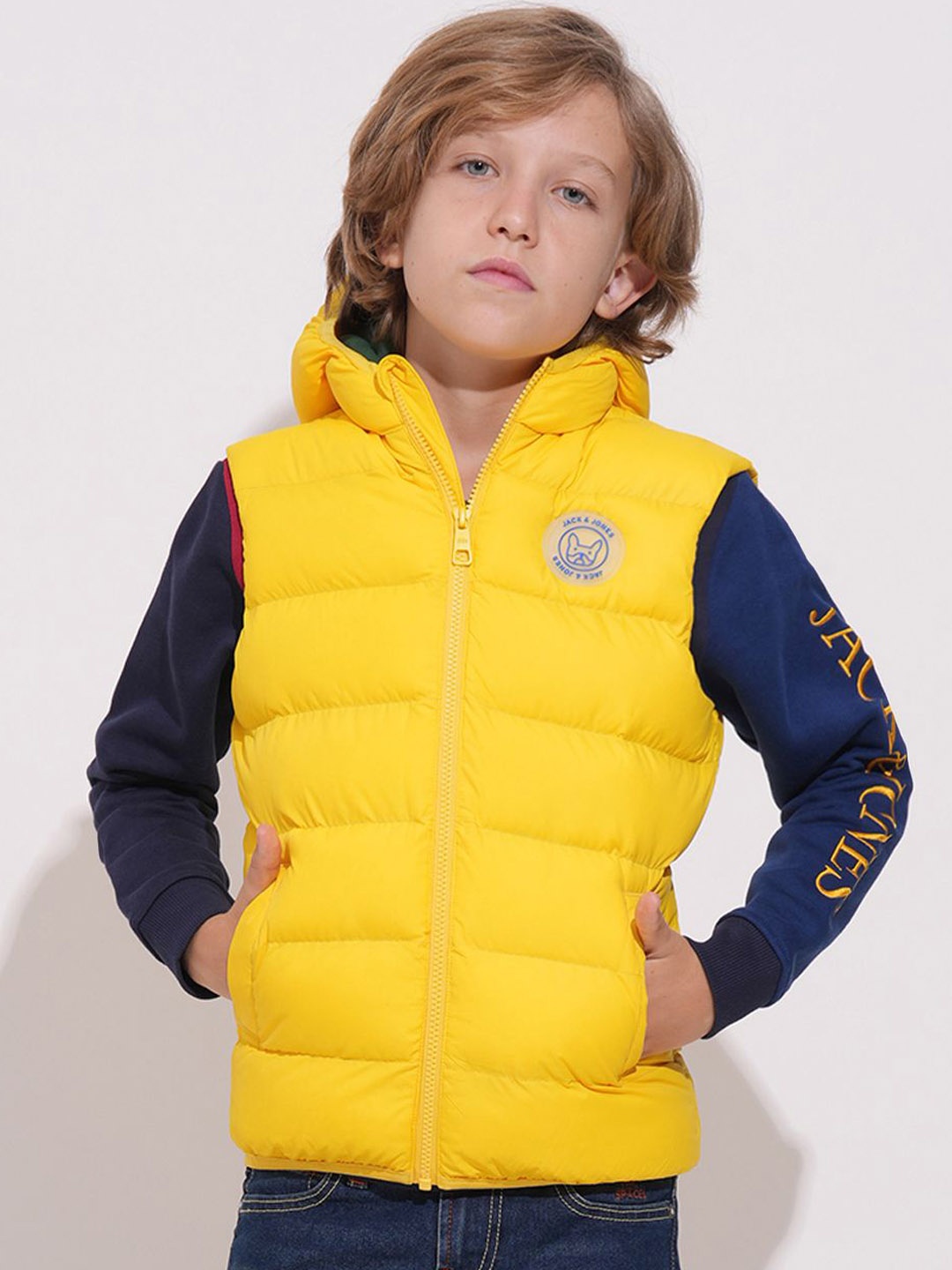 

Jack & Jones Junior Boys Hooded Solid Casual Puffer Jacket, Yellow