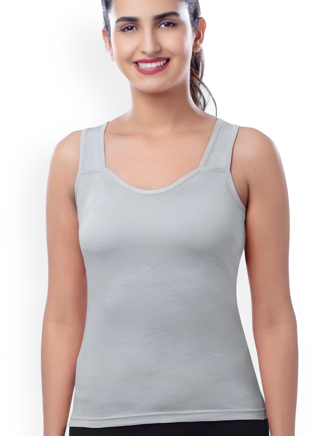 

BRIDA LADIES INNERWEAR pureCotton Wide Strap Camisole, Grey