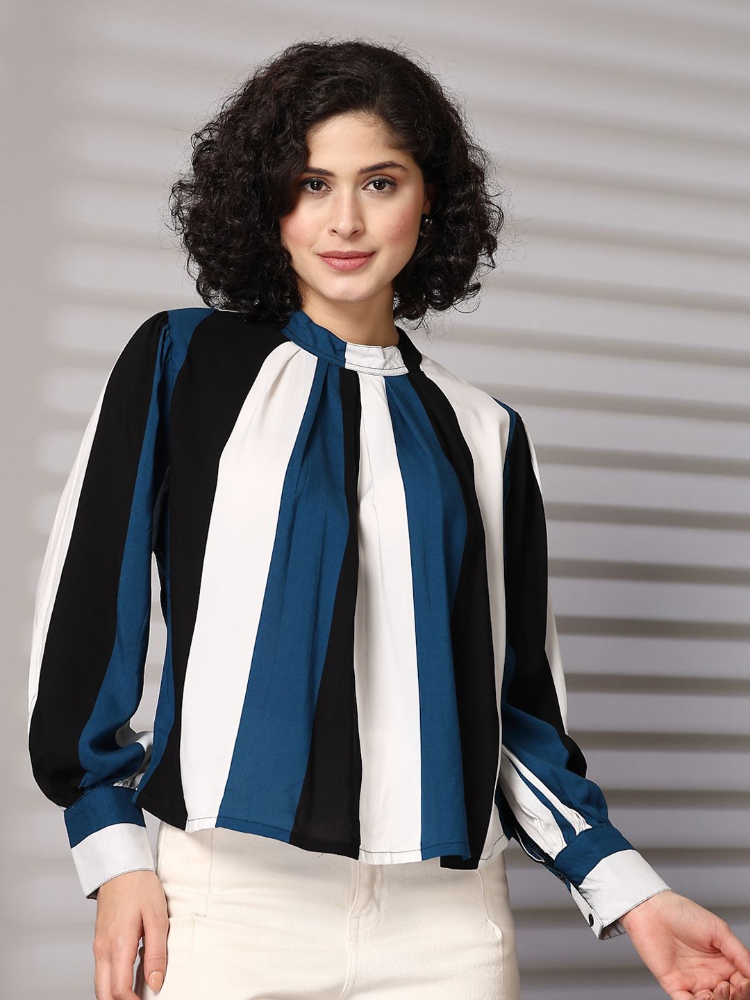 

plusS Women Colourblocked Round Neck Top, White