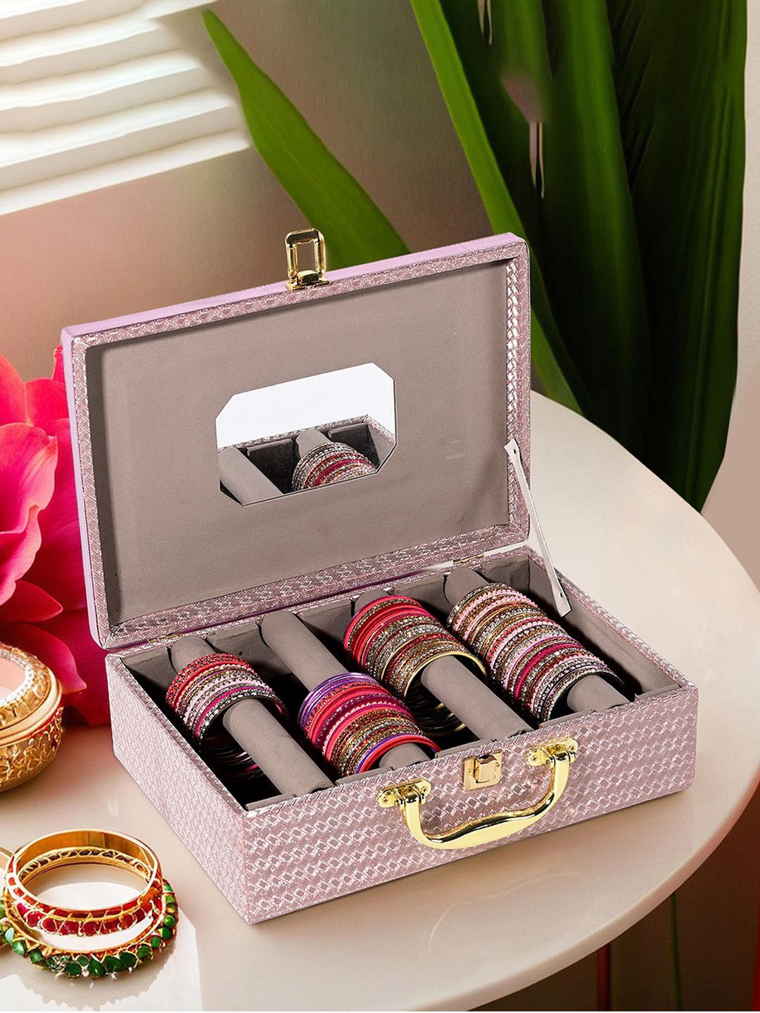 

Kuber Industries Peach-Coloured Printed Wooden Jewellery Organiser