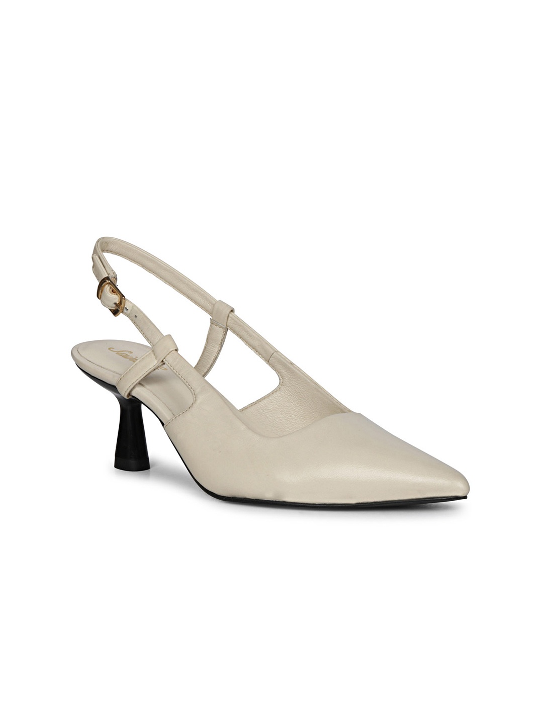 

Saint G Women Leather Kitten Pumps, Off white