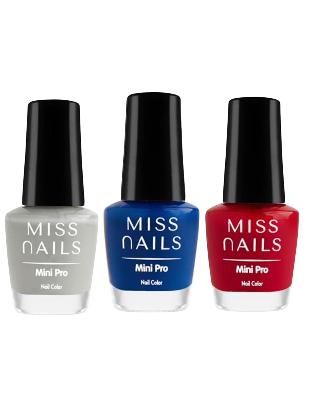 

MISS NAILS Set Of 3 Mini Pro Long Lasting Nail Color - 10 ml Each -Shade 79, Blue