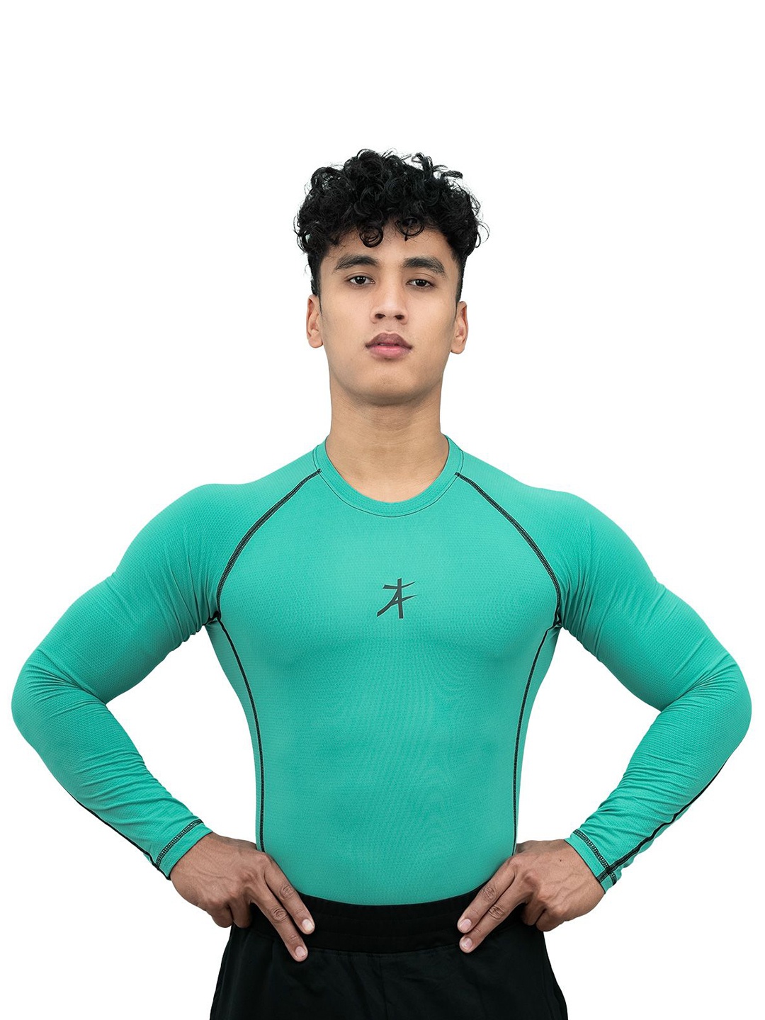 

Athflex Mens Full Sleeve Textured Compression T-Shirt, Green