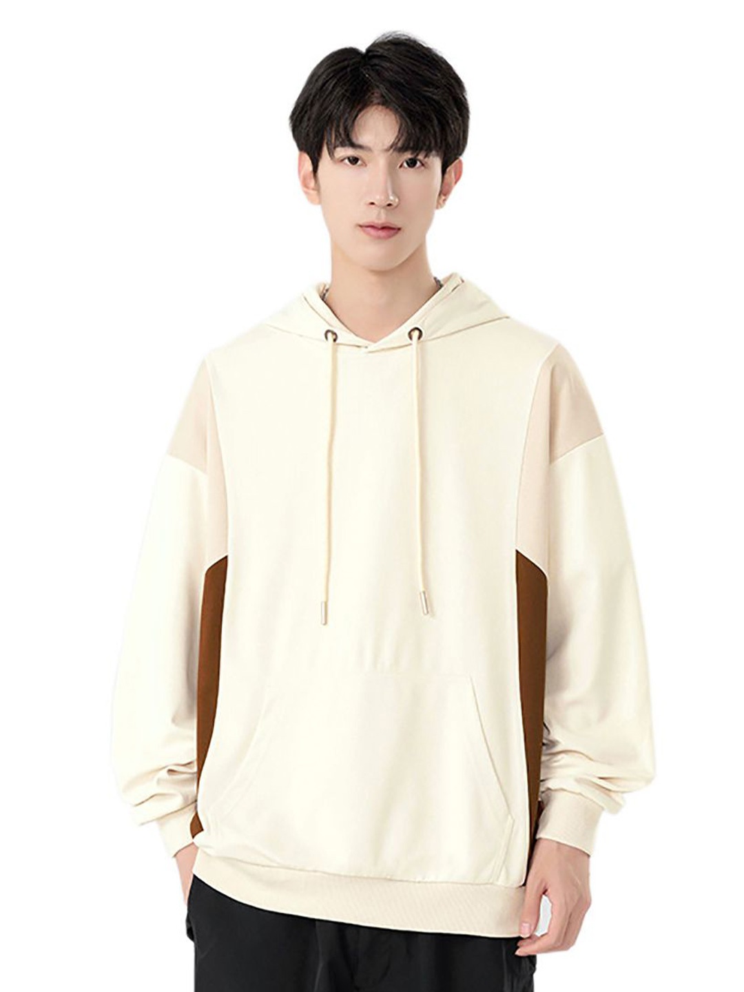 

StyleCast x Revolte Men Colourblocked Hood Pullover Sweatshirt, Beige