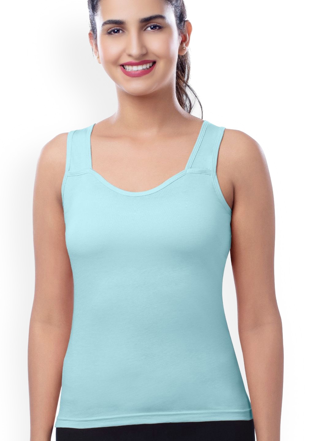 

BRIDA LADIES INNERWEAR Women Pure Cotton Wide Strap Camisole, Turquoise blue