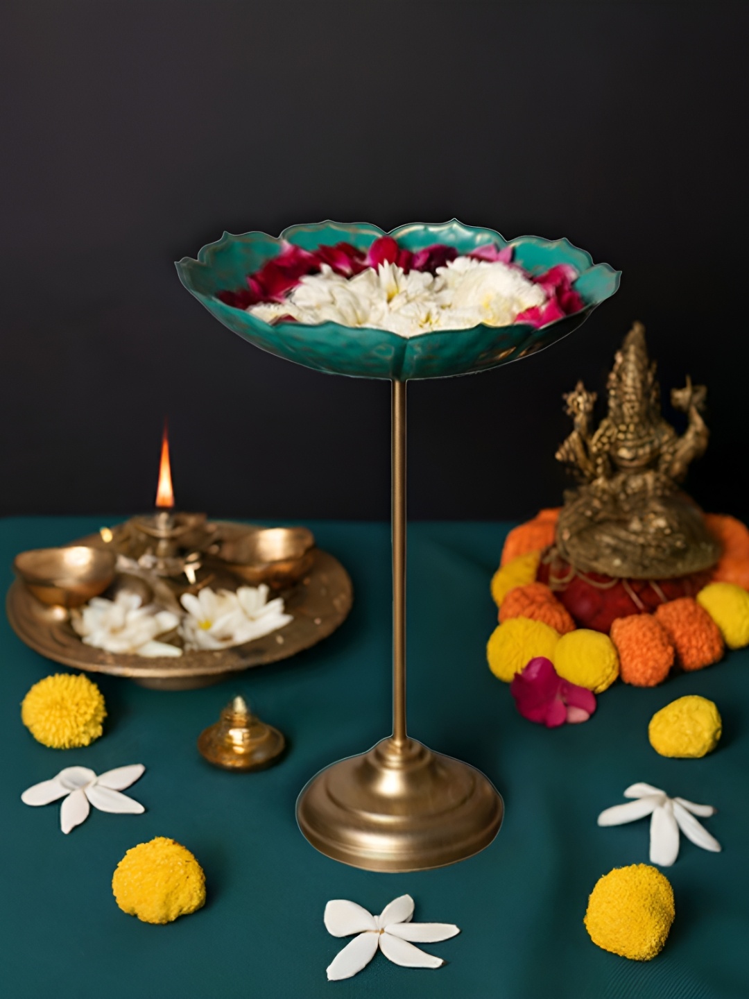 

Special You Gold Toned & Green Stand Urli Decorative Bowls