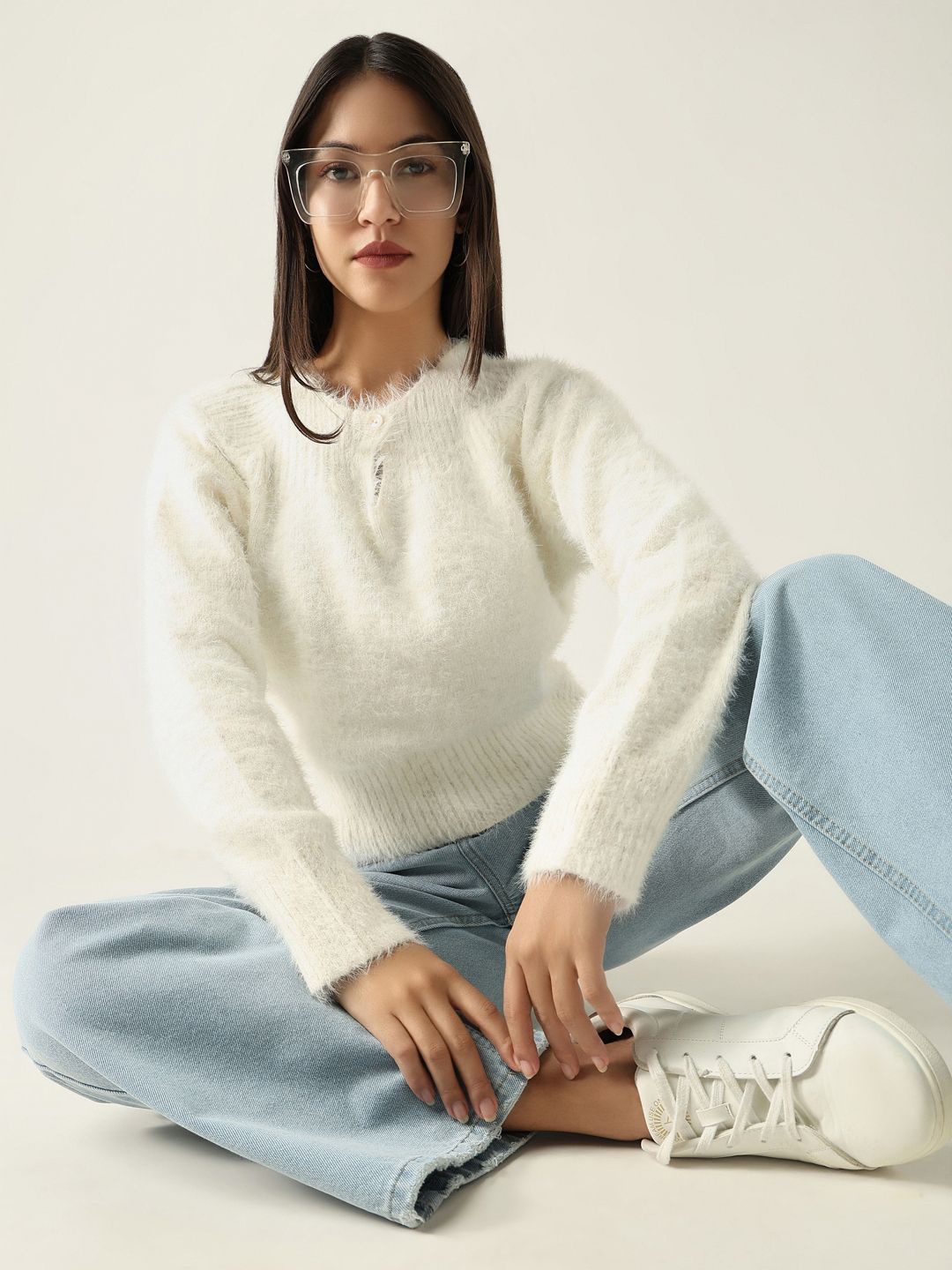 

SHOWOFF Women Self Design Top, Off white