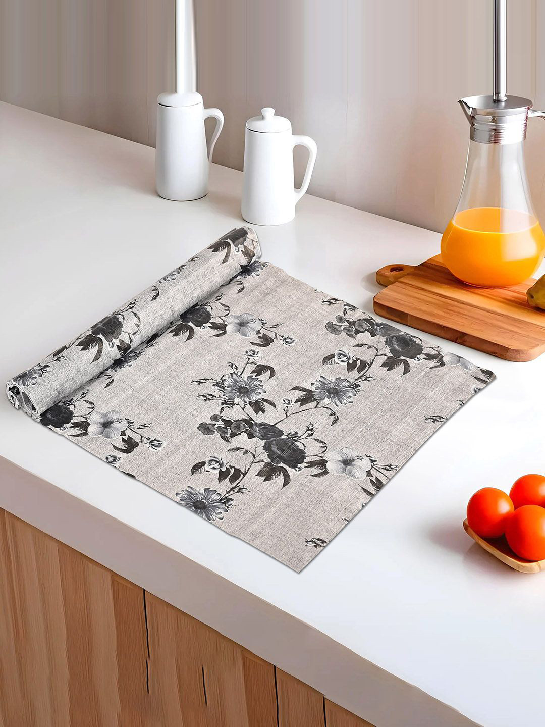 

Kuber Industries Grey Printed Water Resistant Shelf Liner