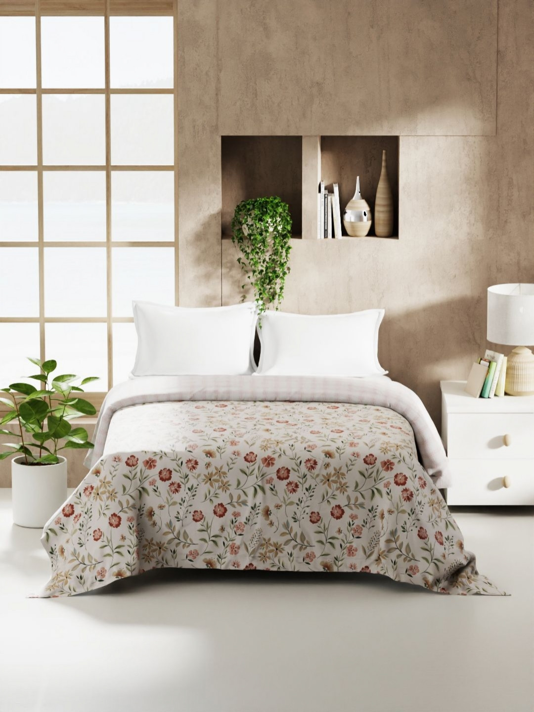 

KOPA Monarca Grey & White Floral Printed AC Room 120 GSM Double Bed Comforter