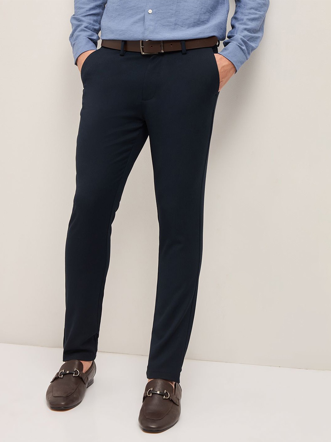 

THE BEAR HOUSE Men Slim Fit Trousers, Navy blue