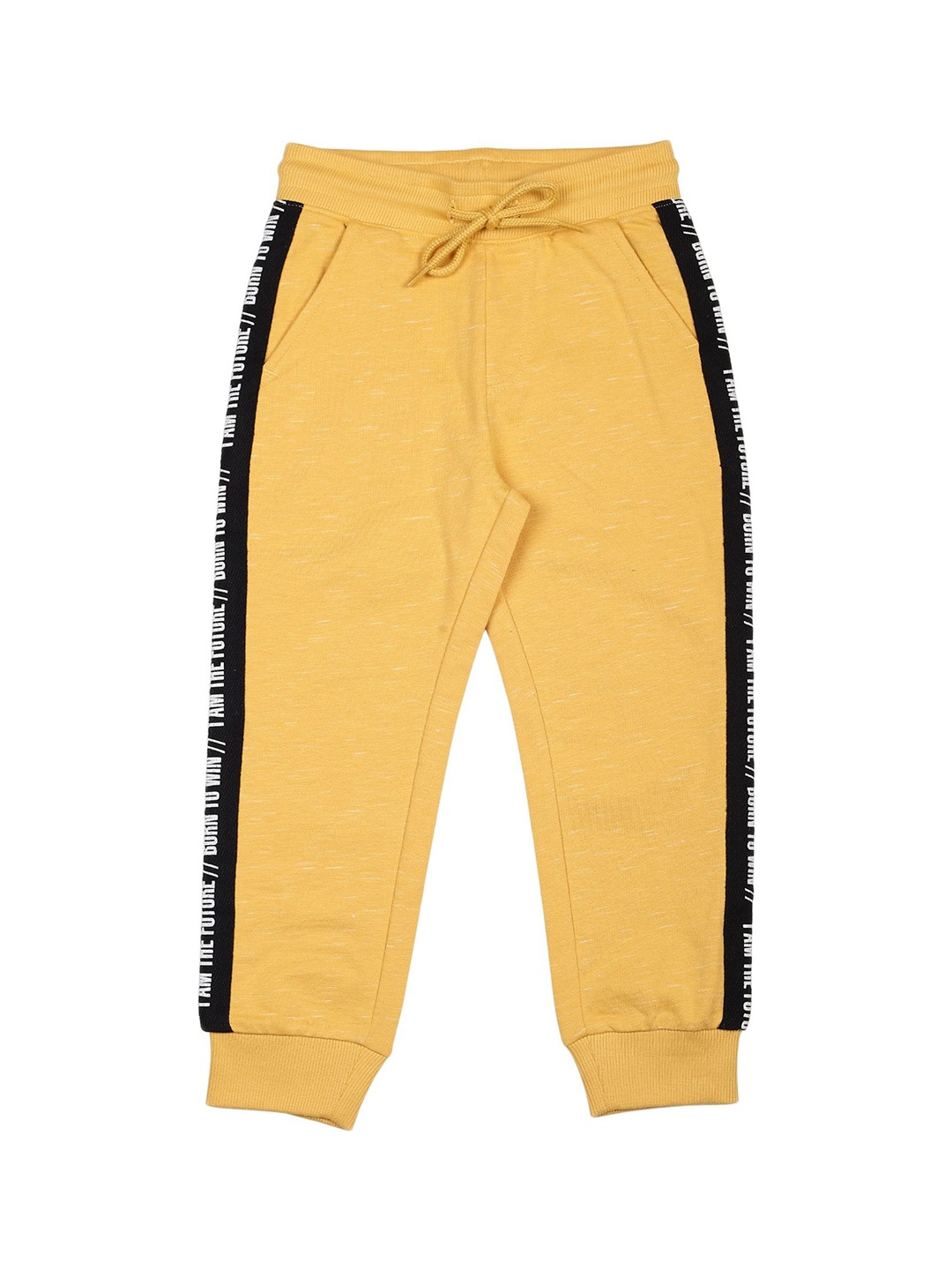 

PLUM TREE Boys Born to Win Printed Pure Cotton Joggers, Yellow