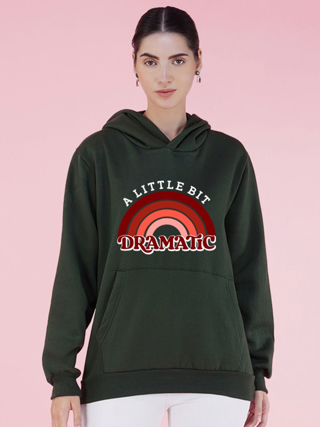 

NUSYL Graphic Printed Hooded Oversized Sweatshirt, Green